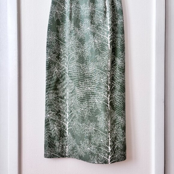 Coco Shop Long Slip Dress in Green Botanical Motif - Picture 5 of 8